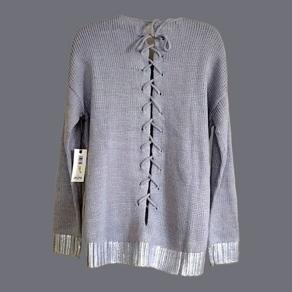 SWEATER DANICA PATRICK WARRIOR LACE-UP SILVER  Retail: $79.00 Medium NWT - Picture 2 of 10